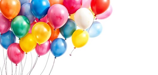 Watercolor painting of colorful balloons floating against a white background,  clipart,  image