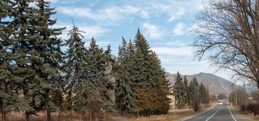 Panorama of mountain landscape in autumn