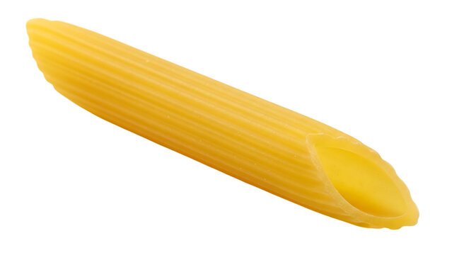Single Yellow Penne Pasta on Black Background food noodle
