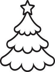 Black and White Christmas Tree Outline Icon symbol