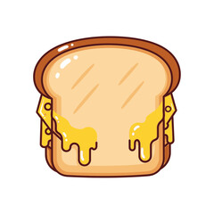 Melting Cheese Toast Illustration – Gooey Sandwich Food Vector Icon