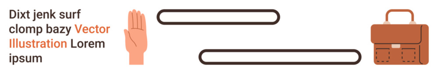 Business presentations, job applications, corporate branding, communication, education, productivity. Includes a hand symbol, briefcase and text bars. Corporate branding and communication concept