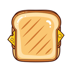 Melting Cheese Toast Illustration – Gooey Sandwich Food Vector Icon