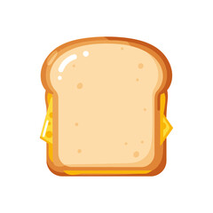 Melting Cheese Toast Illustration – Gooey Sandwich Food Vector Icon