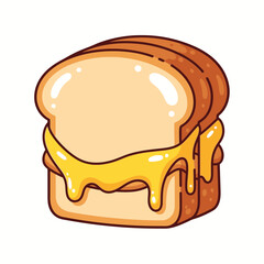 Melting Cheese Toast Illustration – Gooey Sandwich Food Vector Icon