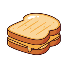 Melting Cheese Toast Illustration – Gooey Sandwich Food Vector Icon