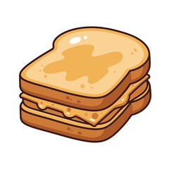 Melting Cheese Toast Illustration – Gooey Sandwich Food Vector Icon