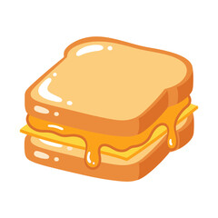Melting Cheese Toast Illustration – Gooey Sandwich Food Vector Icon