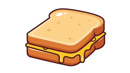 Melting Cheese Toast Illustration – Gooey Sandwich Food Vector Icon