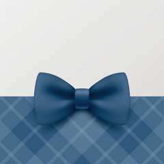 Blue Bow Tie Greeting Card. Elegant Blue Bow Tie Square Background Banner with Blue Bow Tie Decoration for Wedding Invitation, Birthday Gift Card, Fathers Day Card Template