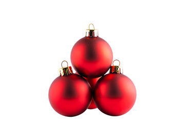 Red christmas balls isolated on png background