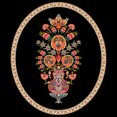 Abstract  color full traditional paisley flower leaf mughal motif background design