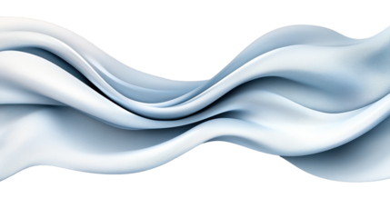 Wavy Blue Fabric Texture with Flowing Movement on Transparent Background