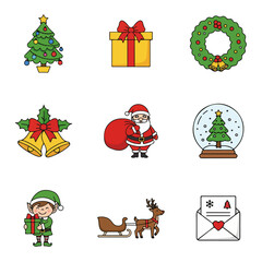 set of Christmas vector design, vintage, vector, christmas, set, drawing, illustration, design, tree, holiday, card, art, symbol, hand drawn, retro, collection, icon, winter, decoration, silhouette, s