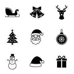 set of Christmas vector design, vintage, vector, christmas, set, drawing, illustration, design, tree, holiday, card, art, symbol, hand drawn, retro, collection, icon, winter, decoration, silhouette, s