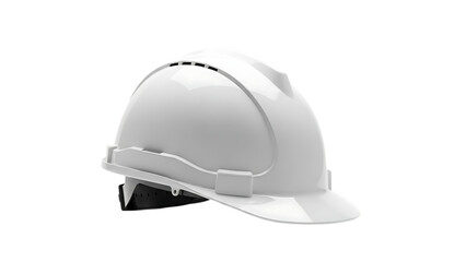 Fototapeta premium White Hard Hat with Adjustable Strap on Black Background safety helmet construction helmet