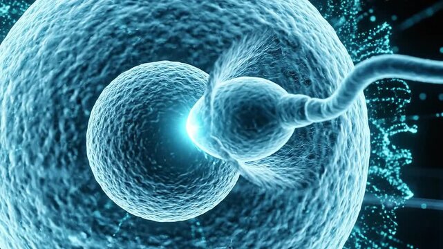 Fertilization Sperm and Ovum Cell. Human Reproduction. Conception.