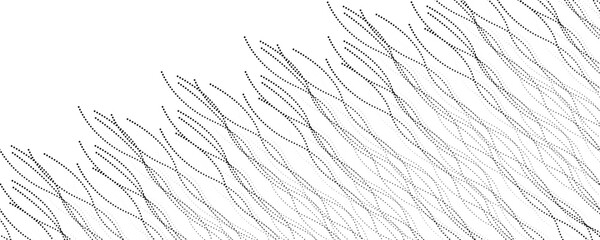 Simple waves with continuous wavy dot lines. Hand-drawn lines, fine patterns, web design, greeting cards, textiles, technology backgrounds.