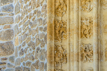 Architectural detail of the Castle of Buitrago del Lozoya, Spain, built in the Gothic-Mudejar style