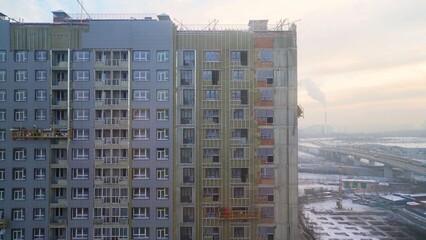 Building facade insulation and new apartment construction process