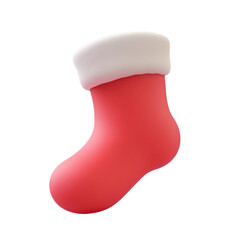 A red and white Christmas stocking on a png transparent