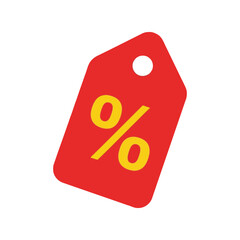 Vibrant Red Sale Tag with Percent Symbol for Discount Promotions, Eye-catching Marketing Material for Retail and E-commerce Stores