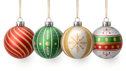 Color Christmas Baubles set isolated on white background.
