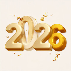 2026 3D Golden Typography Design Happy New Year
