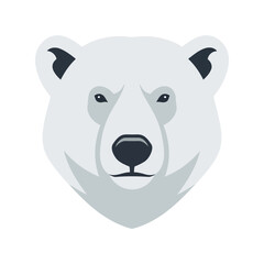 Stylized Minimalist Vector Illustration of a Polar Bear Head, Perfect for Wildlife Conservation, Nature-Themed Projects, and Children's Illustrations