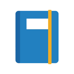 Vector Illustration of a Blue Notebook with Yellow Strap, Perfect for Stationery, Education and Office Design Projects