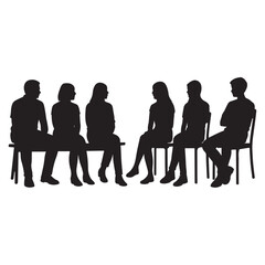 Sitting People Silhouette Vector Collection – Men, Women & Teens