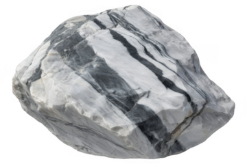 Large gray and white marble rock isolated on a transparent background stone