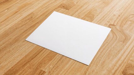 Plain white sheet of paper placed on a wooden surface.