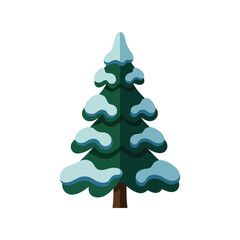Stylized Snow-Covered Pine Tree Illustration for Winter Seasonal Designs and Holiday Decorations