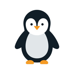 Cute cartoon penguin illustration, playful animal character, winter wildlife design, adorable graphic for children’s products, vector art, isolated on white background
