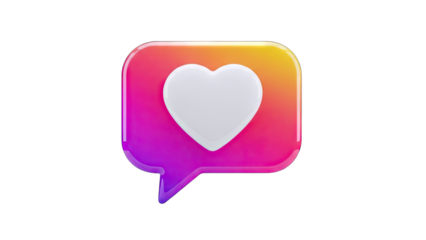 3D Instagram Like Icon on White Background
