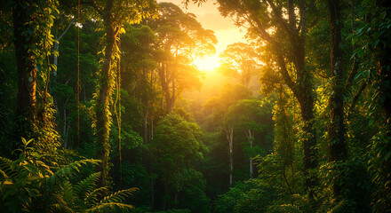 Obraz premium Breathtaking Jungle Canopy at Sunset