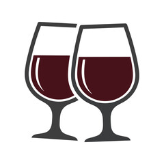 Elegant Illustration of Two Red Wine Glasses Clinking, Perfect for Celebrations, Gastronomy, and Culinary Marketing