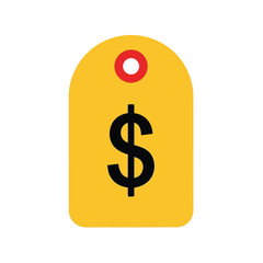 Modern Yellow Price Tag with Dollar Sign for Retail, Promotions, and Discounts - Minimalistic Design for Marketing and Advertising Use