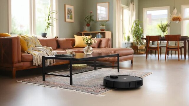Advanced robotic floor cleaner uses AI navigation to map rooms optimize cleaning routes and deliver thorough dust and dirt removal across varied household flooring types.