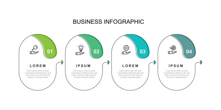4 step infographic template vector design with icons and line columns suitable for business information graphic, presentation template, worksheet or workflow layout.
