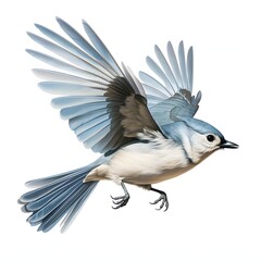 Obraz premium Illustration of a blue jay bird soaring through the air with its wings spread wide