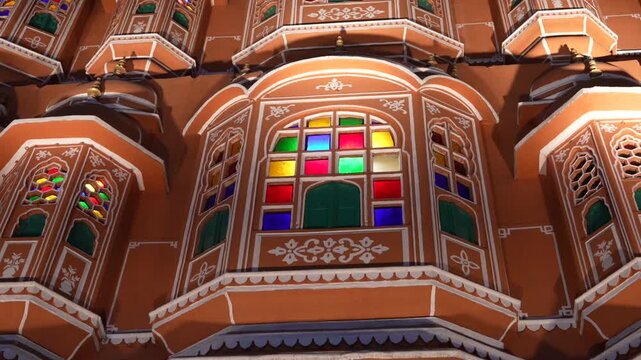 Hawa Mahal, Palace of Winds, Jaipur, Rajasthan, Indian architecture, stained glass, pink city, India