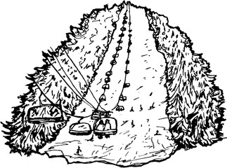 Line Art Outline Forest Mountain Ski Lift Landscape Sketch