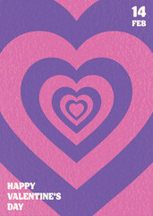 Valentine&rsquo;s Day greeting card with heart. Retro style design. Vector illustration