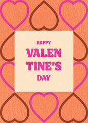 Happy Valentine&rsquo;s Day in retro style. Abstract invitation template with heart. Vector illustration