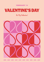 Valentine&rsquo;s Day greeting card with heart. Retro style design. Vector illustration