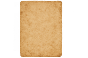 Old vintage paper parchment texture with aged grunge background, rustic blank empty page element on transparent background