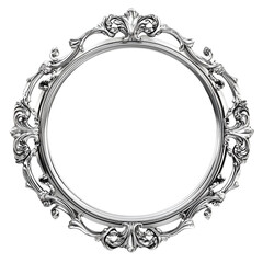Silver vintage picture frame Isolated transparent on white background