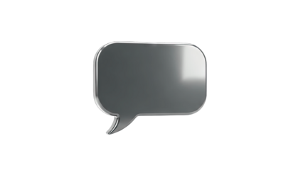 3D Metallic Speech Bubble on White Background